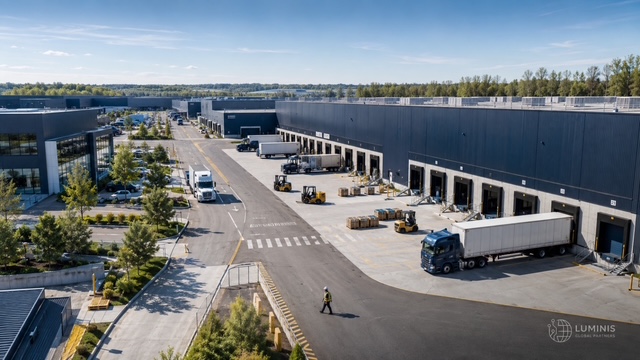 Modern logistics park with loading facilities